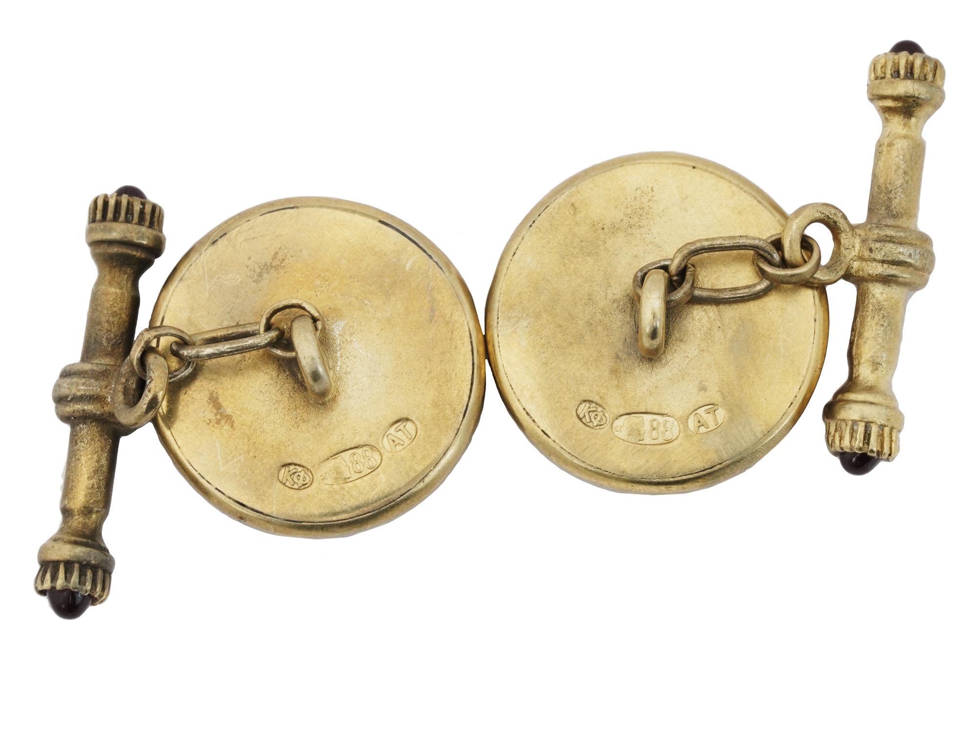 RUSSIAN SILVER GILT GUILLOCHE ENAMEL CUFFLINKS PIC-2